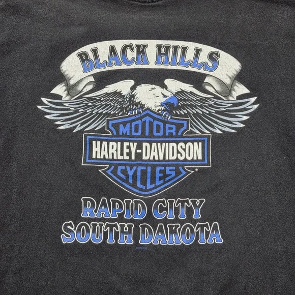Harley Davidson T Shirt Mens XL Black 1995 Sturgis Black Hills Rally Vintage Tee - Picture 14 of 16